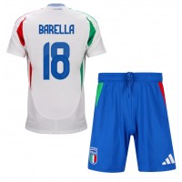 Maglie da calcio Italia Nicolo Barella #18 Seconda Maglia Bambino Europei 2024 Manica Corta (+ Pantaloni corti)